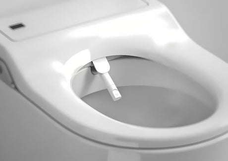 Viseča WC Školjka Roca Inspira In-Wash s integriranim bideom u bijeloj boji i Rimless izvedbi.
