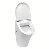 Beli gospodinjski pisoarji Roca Nexo s pokrovom mehko Zapiranje Soft Close pro tiho in mehko zapiranje.