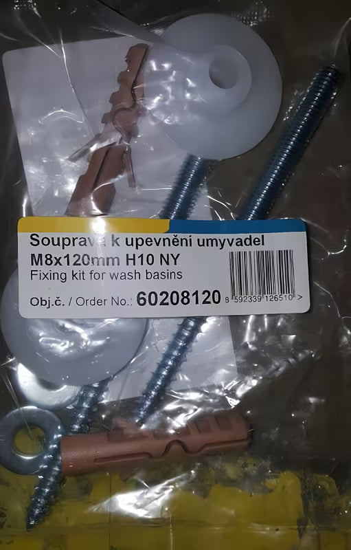 Montažni komplet Roca Nexo pro za pritrditev pisoarja in umivalniki s kovinskimi elementi in plastičnimi pušami.