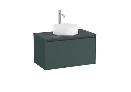 Viseča omarica pod umivalnikom Roca Ona v mat zeleni, dimenzije 79,4x44,3x45,7 cm.