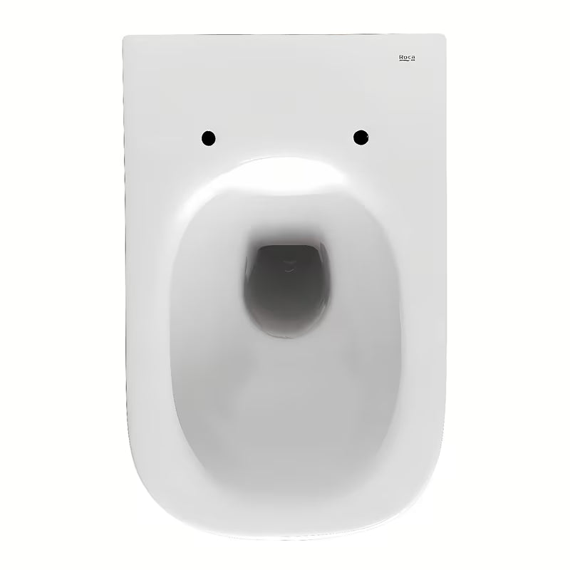 Beli viseča WC školjka Roca The Gap z izvedbo Rimless brez splakovalnega kroga in oglato zasnovo