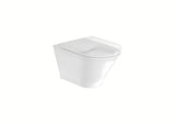 Bel viseča WC školjka Roca The Gap z izvedbo Rimless in sijajno glazirano površino.