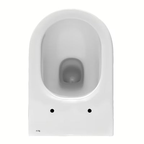 Bel viseča WC školjka Roca The Gap z izvedbo Rimless in sijajno glazirano površino.