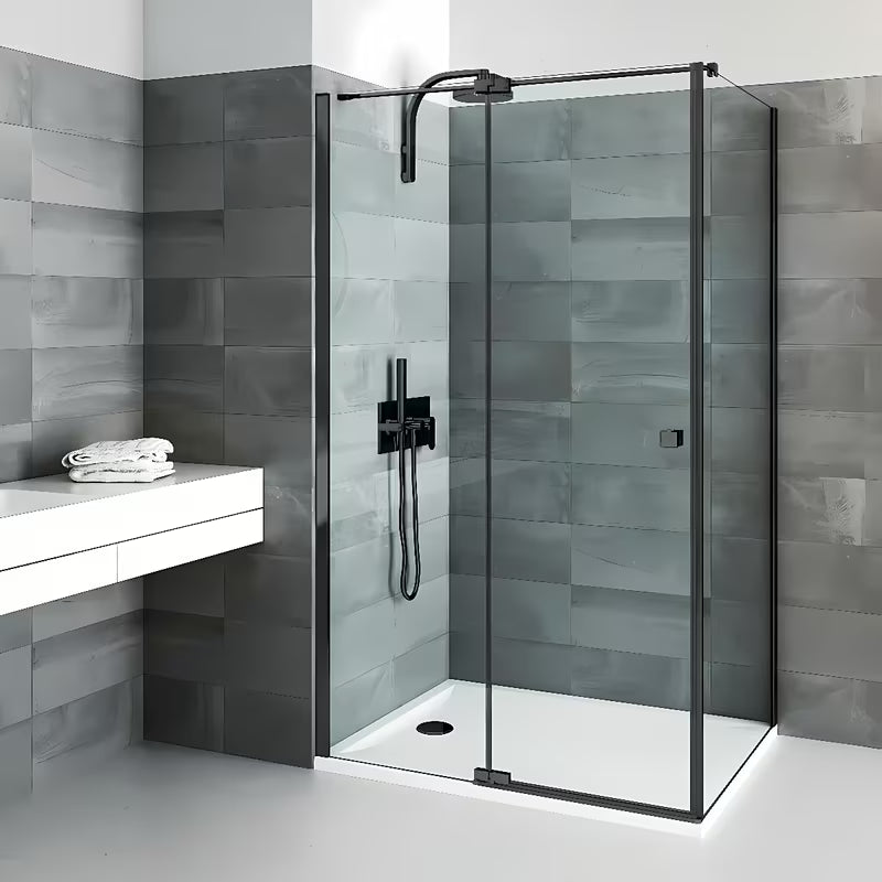 Bočna stena za tuš vrata Roth Elegant Neo Line 80 cm v črni mat izvedbi
