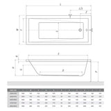 Pravokotna akrilna kad Roth Kubic Neo 160x80 cm v sodobnem dizajnu