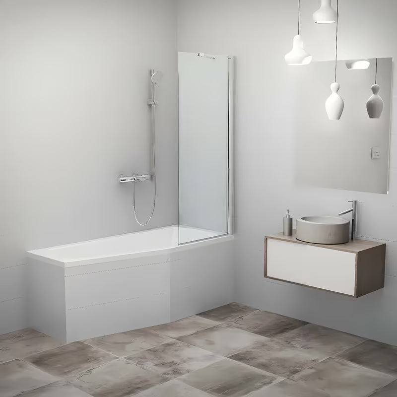Fiksna stena za kopalno kad Roth Pxv1 152x70 cm s prozornim steklom in kromiranim profilom