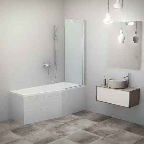 Fiksna stena za kopalno kad Roth Pxv1 152x70 cm s prozornim steklom in kromiranim profilom