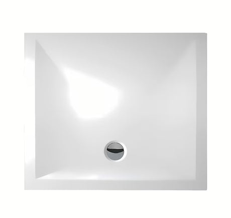 Bijela pravokotna tuš kad Roth 90x80 cm od lijevanog mramora s niskim ulaznim rubom