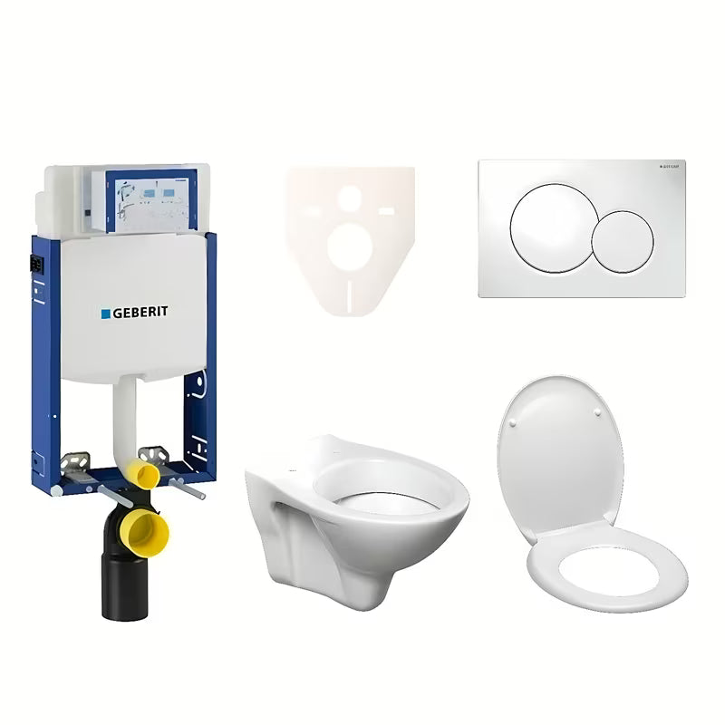 Viseči WC set S-Line Pro z modulom Geberit Kombifix, sedežem in tipkalom Sigma 01 v sijajnem kromu