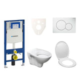 Viseči WC set S-Line Pro z modulom Geberit Duofix, sedežem in belim tipkalom Sigma 01