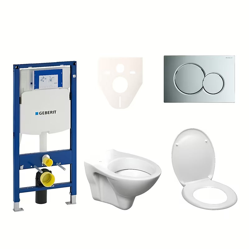 Viseči WC set S-Line Pro z modulom Geberit Duofix, s tipko Sigma 01 in sedežem WC školjka