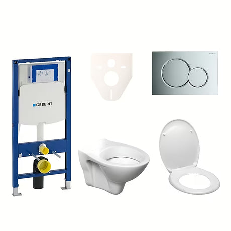 Viseči WC set S-Line Pro z modulom Geberit Duofix, s tipko Sigma 01 in sedežem WC školjka