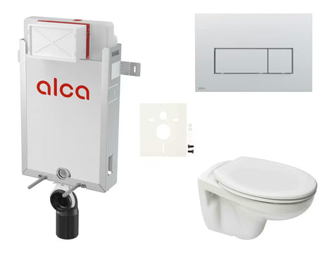 Viseči WC set S-Line Pro z vgradnim modulom, splakovalnikom Alca in sedežem iz duroplasta