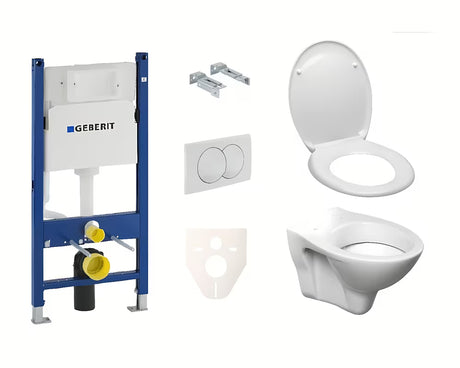 Viseči WC set S-line Pro z modulom Geberit Duofix, tipkalom Delta 20 in sedežem