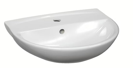 Bijeli viseči umivalnik S-Line Pro s preljevom i otvorom pro za slavinu u sredini