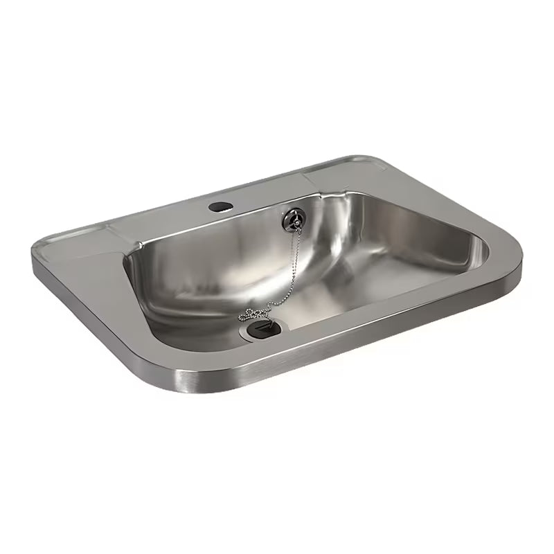 Viseče nerjavno umivalnik Sanela Supersteel 56 x 42 cm z odprtino pro stoječo armaturo in prelivom
