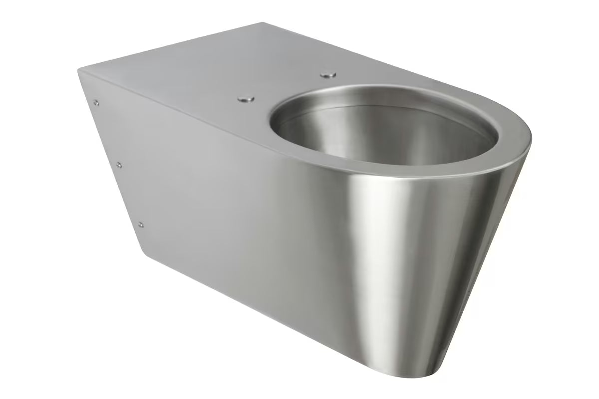 Nerjavno viseča WC školjka Sanela Supersteel pro za invalide v antivandal izvedbi z mat površino.