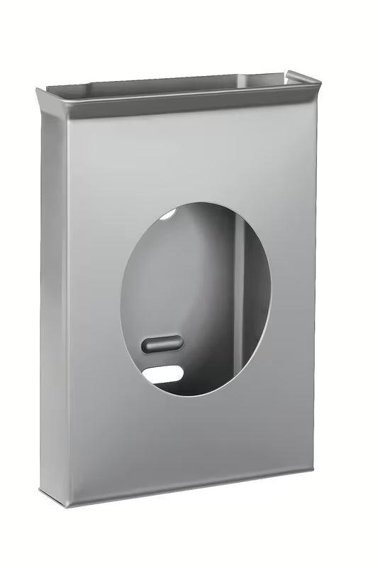 Nehrđajući dispenser za sanitarne vrečke Sanela s mat površinom u krom izgledu.