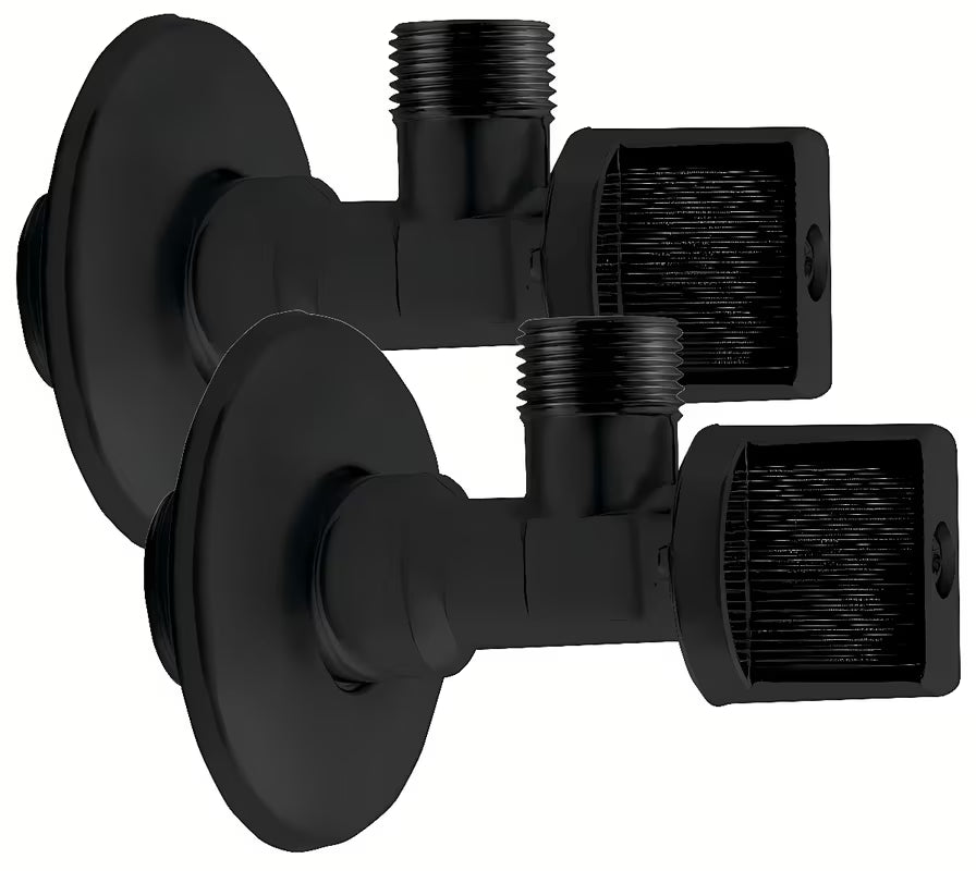 Kotni ventil Sapho u crnoj mat boji s pokrovnom rozetom od nehrđajućeg čelika