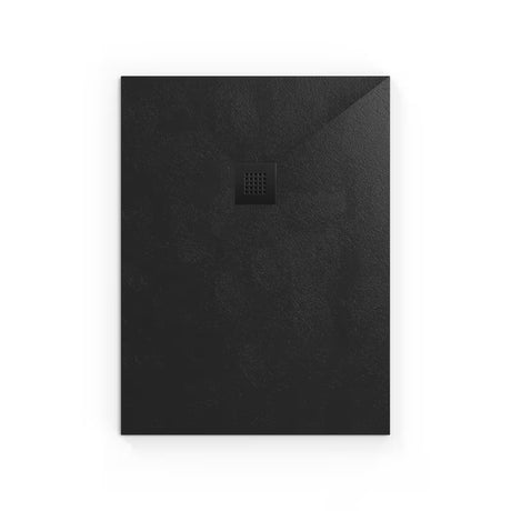 Črna pravokotna tuš kad SAT Alek iz litega marmorja 100x90 cm