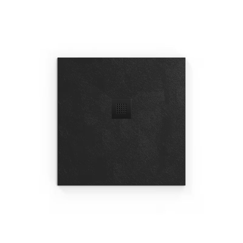 Črna kvadratna tuš kad SAT Alek 80x80 cm iz litega marmorja z nizko višino