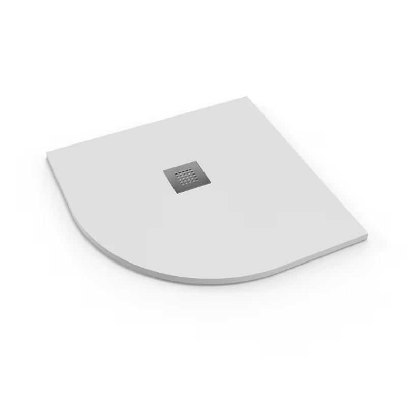 Bijela polkrožna tuš kad SAT Alek 90x90 cm od lijevanog mramora s niskim profilom