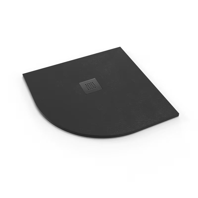 Crna polkrožna tuš kad SAT Alek 90x90 cm od lijevanog mramora.