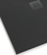 Crna pravokotna tuš kad SAT Alek 120x80 cm od lijevanog mramora, niske visine