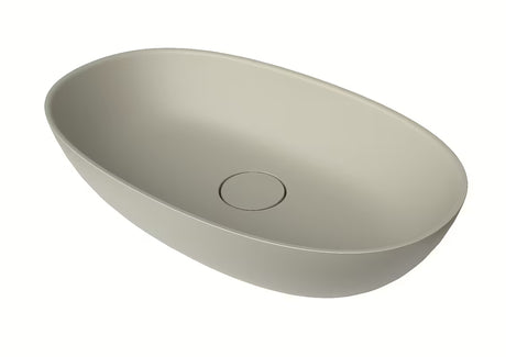 Bež umivalnik na ploščo SAT Aula 60x36 cm iz litega marmorja brez preliva