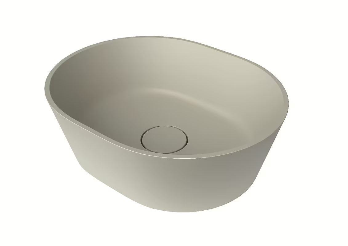 Bež umivalnik na ploščo SAT Aula 47x38 cm brez odprtine za armaturo i brez preliva