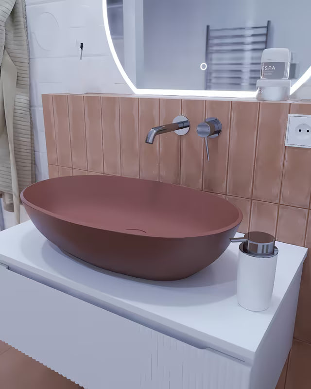 SAT Aula umivalnik na ploščo od lijevanog mramora u boji cooper brown, 60x36 cm