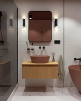 Ružičasti umivalnik na ploščo SAT Aula od lijevanog mramora brez odprtine za armaturo i brez preliva