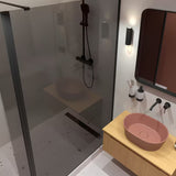 Ružičasti umivalnik na ploščo SAT Aula od lijevanog mramora brez odprtine za armaturo i brez preliva