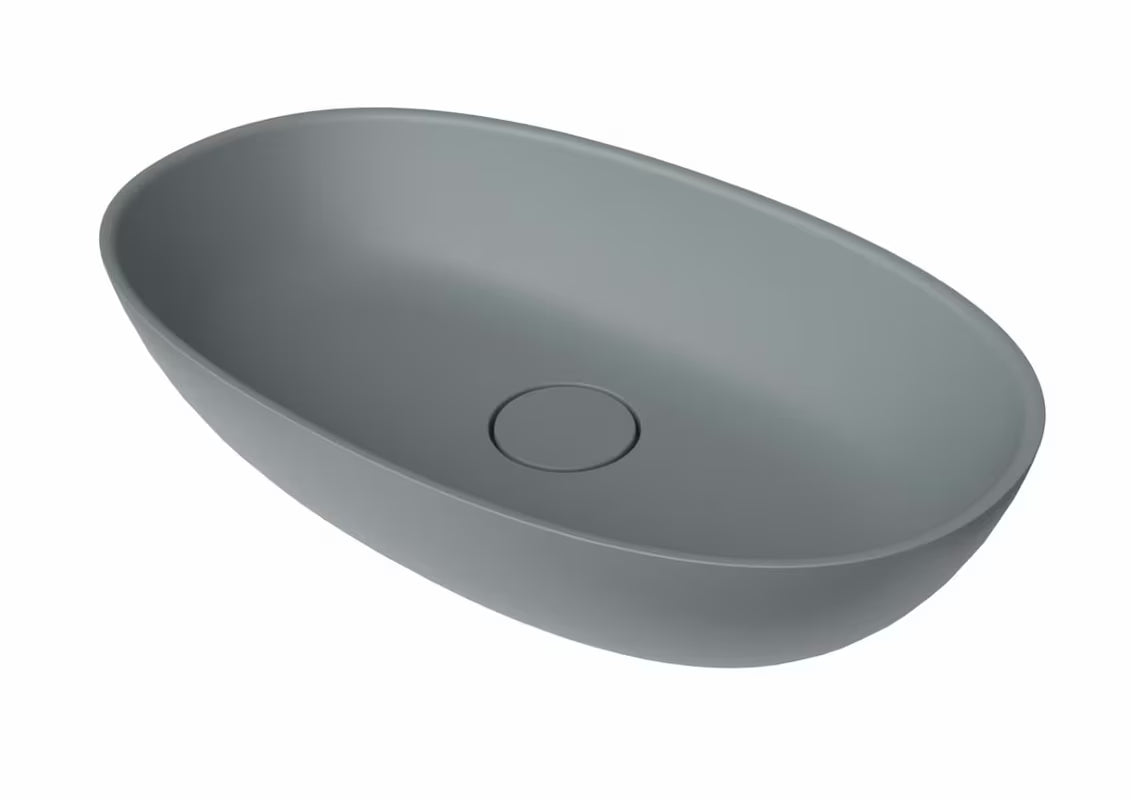 Svijetlosivi umivalnik na ploščo SAT Aula 60x36 cm od lijevanog mramora brez preliva