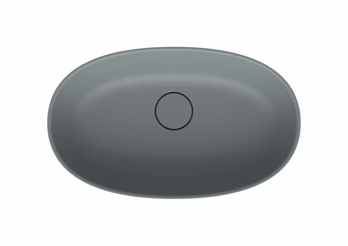 Svijetlosivi umivalnik na ploščo SAT Aula 60x36 cm od lijevanog mramora brez preliva