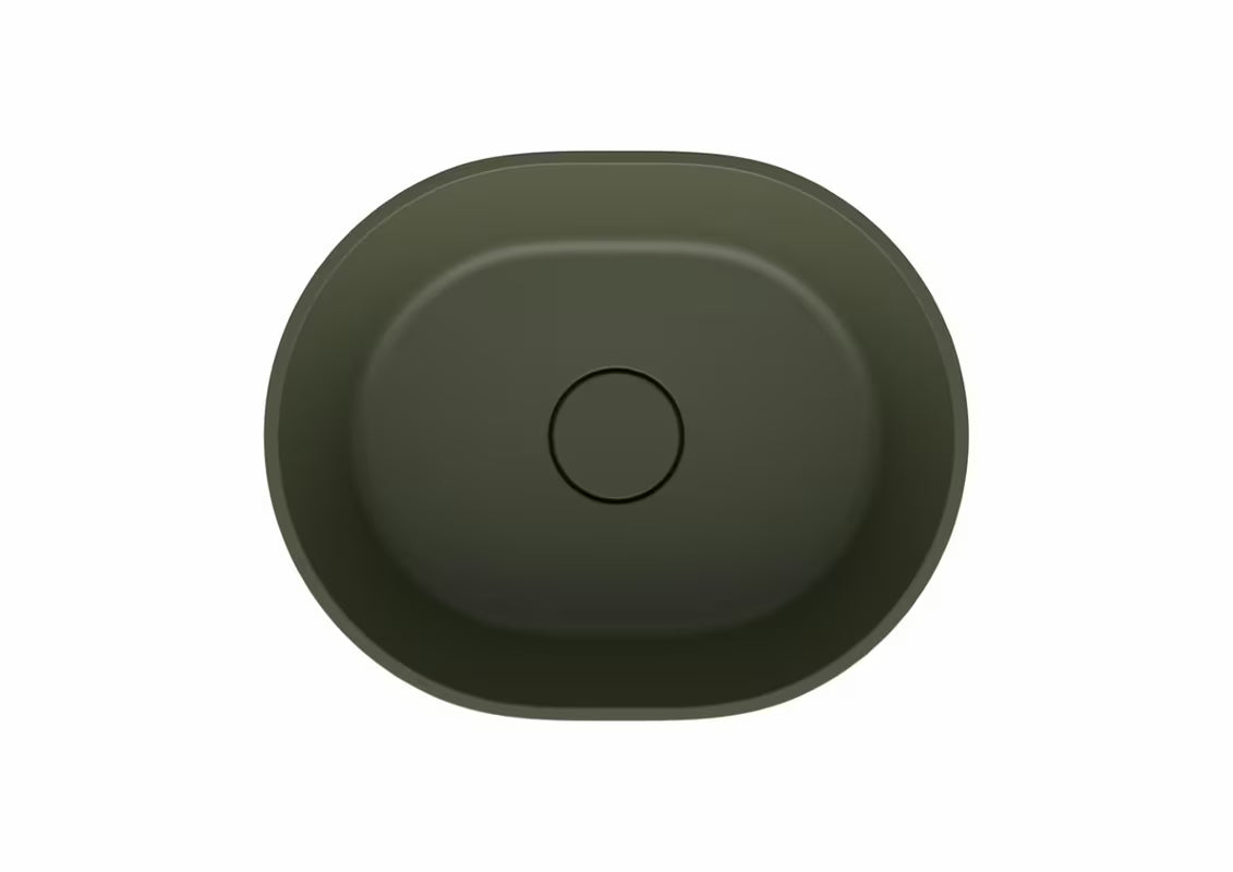 Zeleni umivalnik na ploščo SAT Aula od lijevanog mramora brez odprtine za armaturo i brez preliva