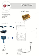 Kuhinjski sudoper od nehrđajućeg čelika SAT Aurum u izvedbi gold, ugradnja za delovni pult