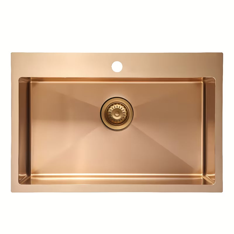 Kuhinjski enojno korito SAT Aurum rose gold od brušenog nehrđajućeg čelika, montaža za delovni pult