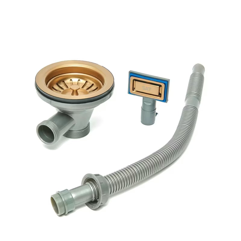 Kuhinjski enojno korito SAT Aurum rose gold od brušenog nehrđajućeg čelika, montaža za delovni pult