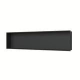 Ugradbena polica SAT Aurum u mat crnoj boji od nehrđajućeg čelika s okvirom oko niše.