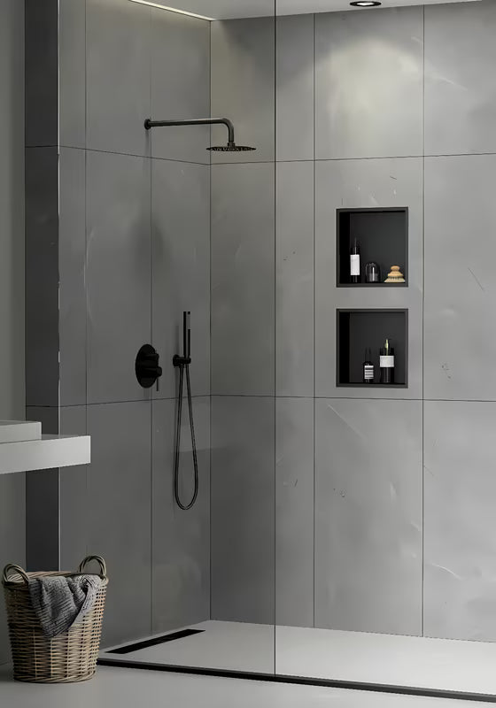 Ugradbena polica SAT Aurum u mat crnoj boji od nehrđajućeg čelika 304 pro kupaonicu