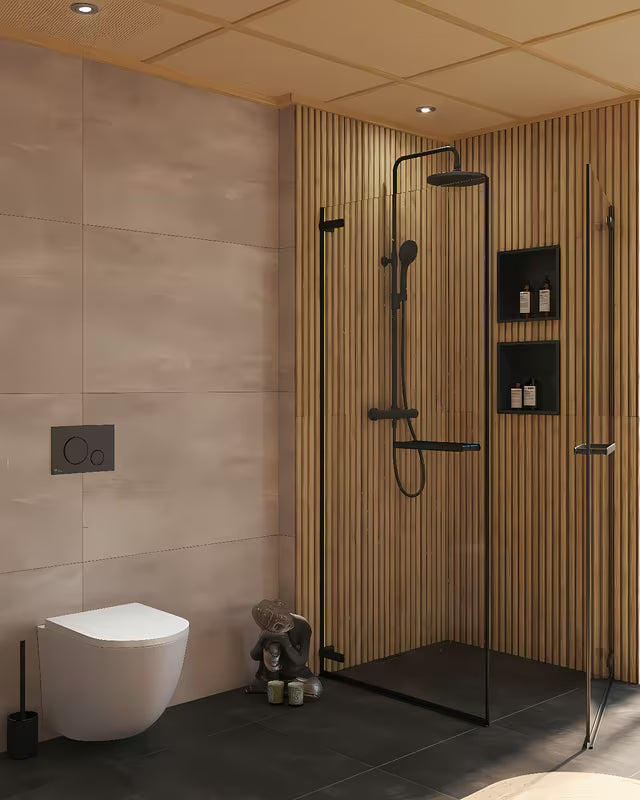 Ugradbena polica SAT Aurum u mat crnoj boji od nehrđajućeg čelika 304 pro kupaonicu