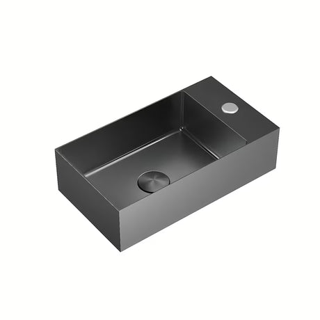Viseče umivalnik iz nerjavečega jekla SAT Aurum 40 x 22 cm v barvi gun metal