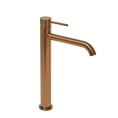 Visoka enoročna armatura za umivalnik SAT Aurum v površini rose gold brushed z okroglim dizajnom
