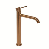 Visoka enoročna armatura za umivalnik SAT Aurum v površini rose gold brushed z okroglim dizajnom
