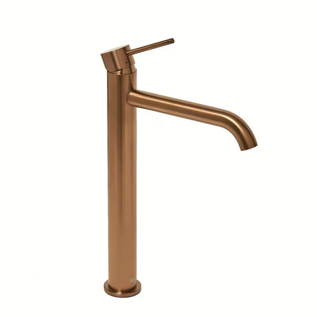 Visoka enoročna armatura za umivalnik SAT Aurum v površini rose gold brushed z okroglim dizajnom