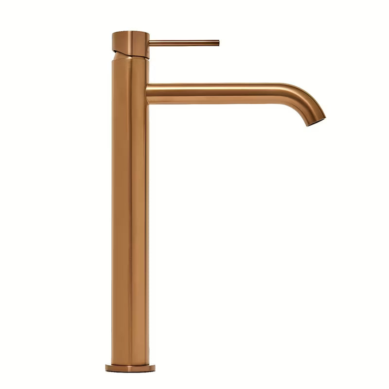 Visoka enoročna armatura za umivalnik SAT Aurum v površini rose gold brushed z okroglim dizajnom