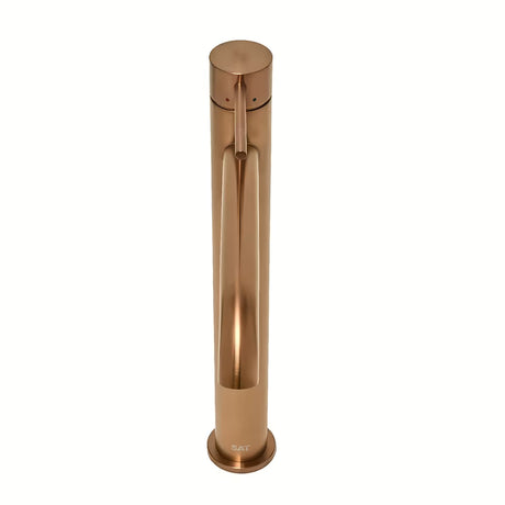 Visoka enoročna armatura za umivalnik SAT Aurum v površini rose gold brushed z okroglim dizajnom