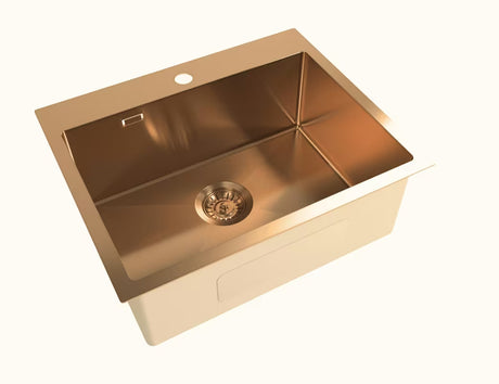Pomivalno korito SAT Aurum iz brušenega nerjavečega jekla v barvi rose gold pro montaža za delovni pult.