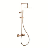 Tušni sistem SAT Aurum s termostatsko armaturo v izvedbi rose gold brushed z nadglavno in ročno prho.